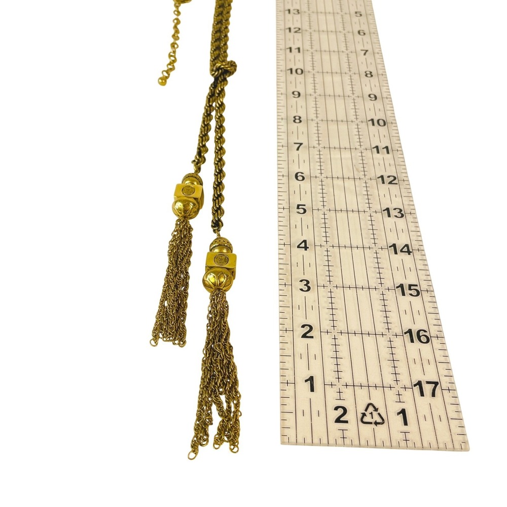 Chicos Twisted Rope Lariat Tassel Necklace Long Antique Gold Tone Opera Length - Picture 15 of 16